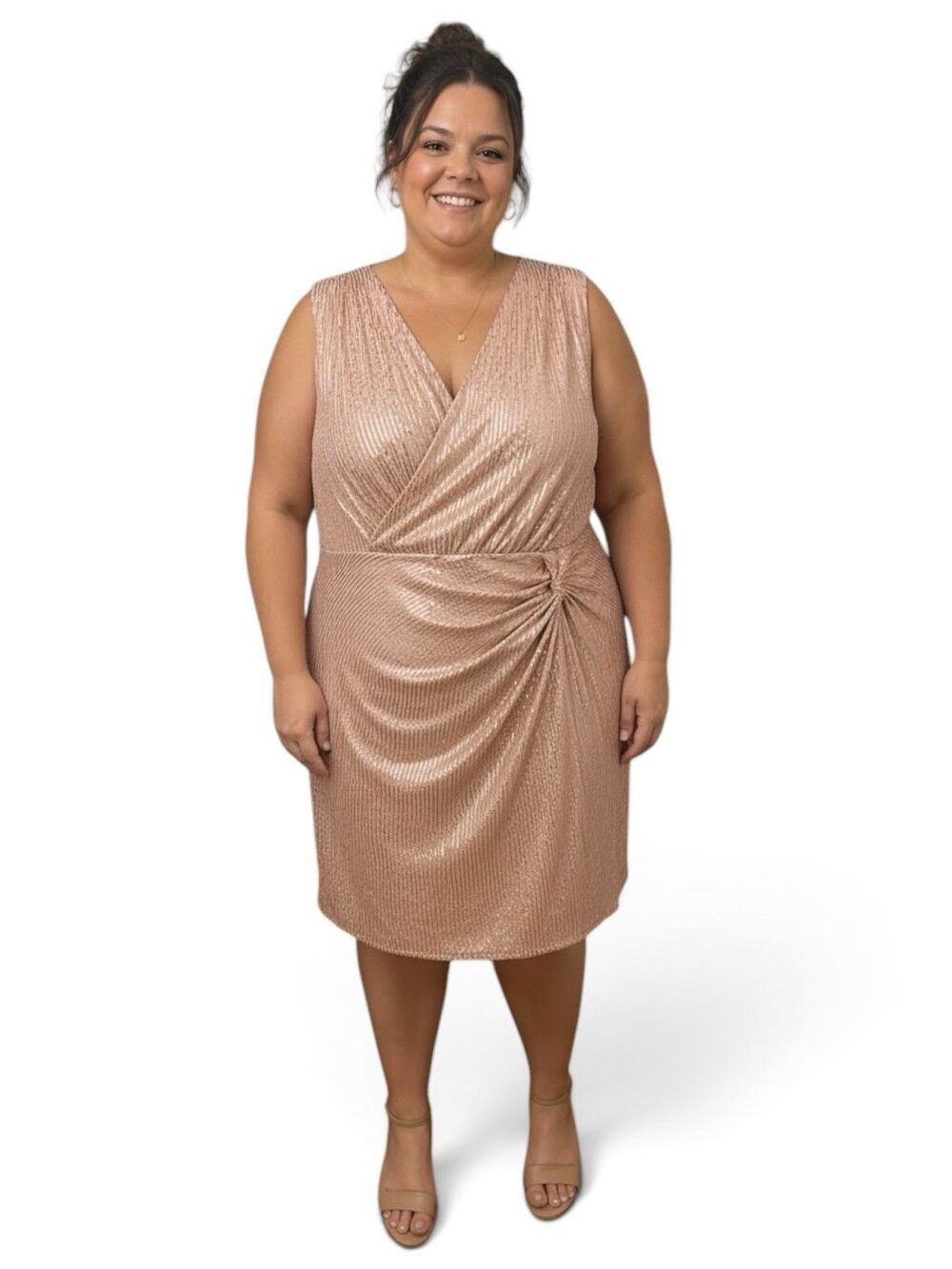 Grace Karin Pink Rose Gold Sequins Cocktail Dress Size 2XL
